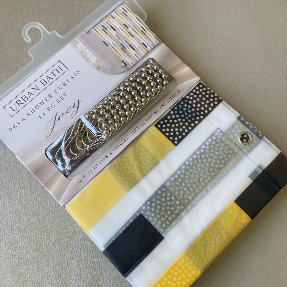 Shower curtain-yellow with polka dot